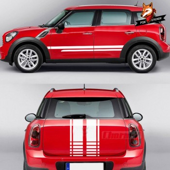 Racing Stripe Body Kit Decal Car Stickers Car Hood Trunk Rear Side Skirt for Mini Cooper Countryman R60 2013-2016